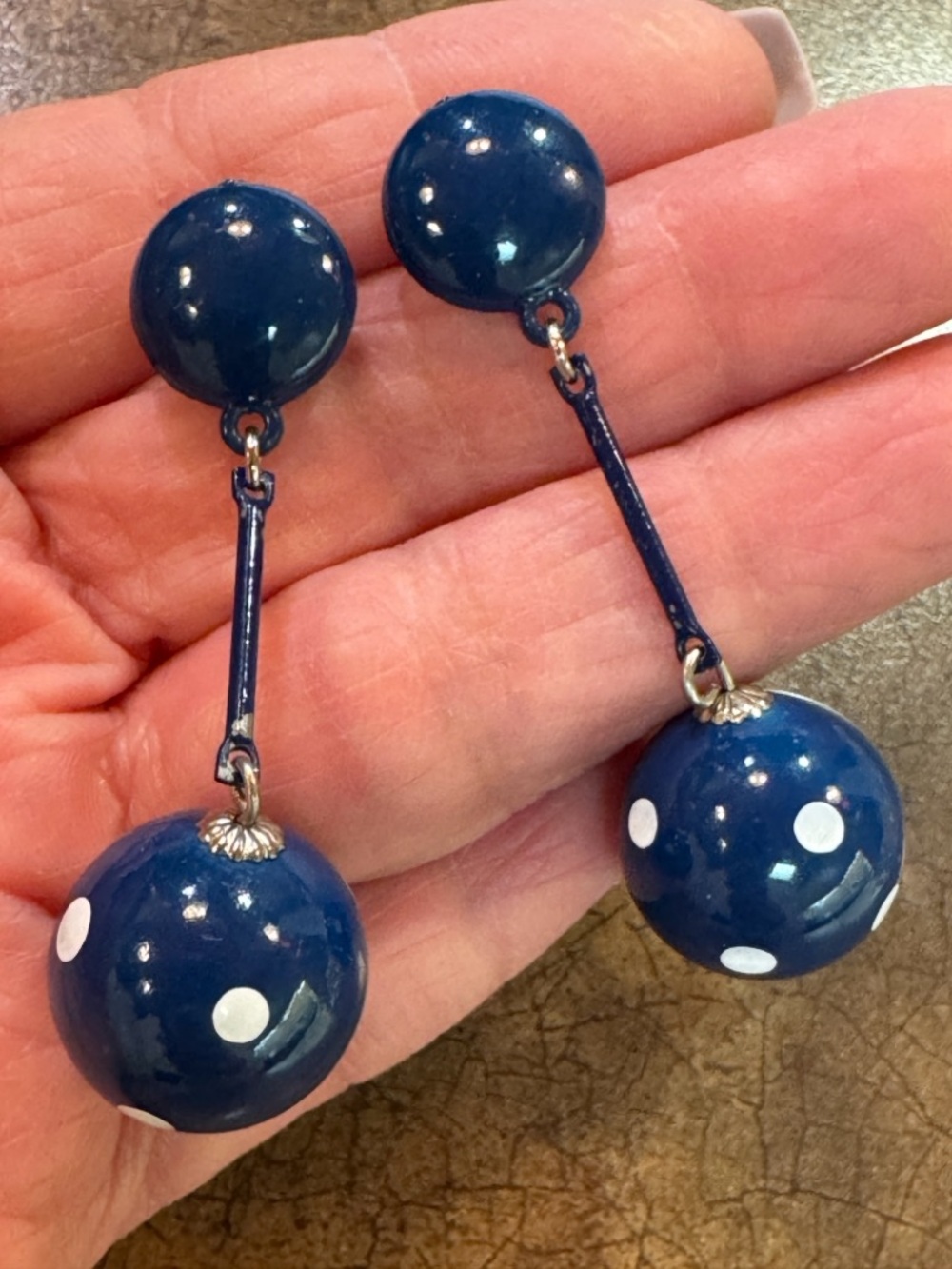 Blue Polka Dot Drop Earrings - Women Jewelry